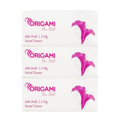 Origami 2 Ply Facial Tissue Soft Pack | Car Tissue – Pack of 3 (200 Pulls Per Box, 600 Sheets)