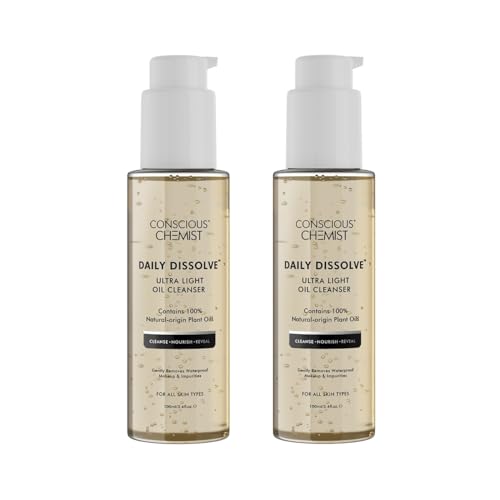 Conscious Chemist® Ultra Light Oil To Foam Face Cleanser Super Saver Pack | Gently Removes Waterproof Makeup & Impurities | 100% Plant-Origin Natural Oils | Cruelty Free | Pack of 2