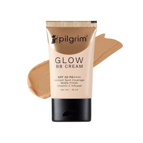 Pilgrim Beige Glow 3-In-1 Natural Bb Cream Medium Coverage For All Skin Types Spf 50 Pa++++ With Niacinamide, Hyaluronic Acid & Vit C – 30G, Pack Of 1