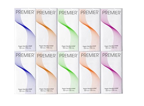 Premier Facial Hanky Pack Pocket Tissue Paper 2 Ply – Pack of 10 (15 Pulls *10 = 150 Pulls, 300 Sheets) (Pack of 2)