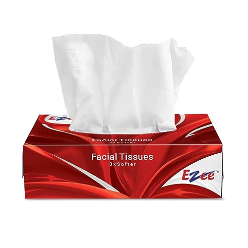 Ezee 2 Ply Facial Tissue Paper 100 Pulls x Pack of 1 | Ultrasoft, Absorbent, Travel Pack, Car Box Tissues