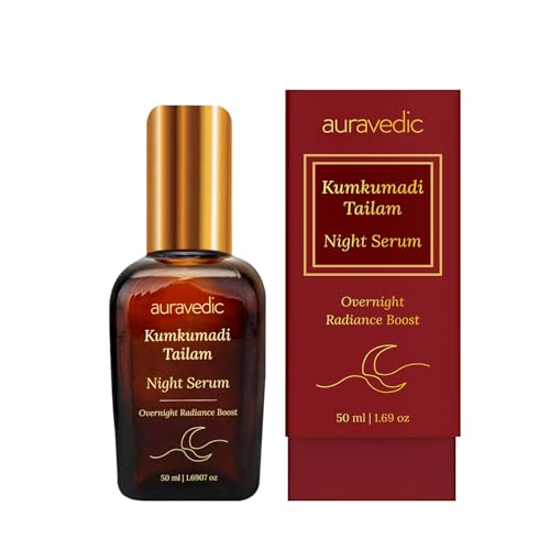 Auravedic Kumkumadi Tailam Night Serum for glowing skin 50ml Kumkumadi oil anti aging serum Face serum for Glowing Skin Kumkumadi Night Serum for Face Overnight Radiance Boost