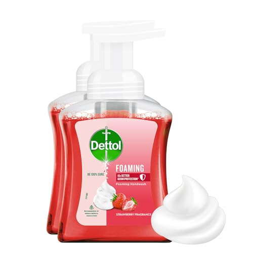 Dettol Foaming Handwash Pump – Strawberry (Pack of 2-250ml each) | Rich Foam | Moisturizing Hand Wash | Soft on Hands