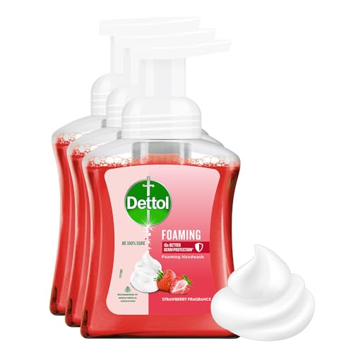 Dettol Foaming Handwash Pump – Strawberry (Pack of 3-250ml each) | Rich Foam | Moisturizing Hand Wash | Soft on Hands