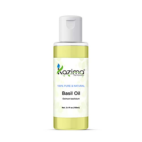 KAZIMA Basil Tulsi Essential Oil – 100% Pure Natural & Therapeutic Grade Oil For Skin care & Hair care (100ML)