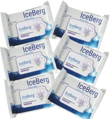 ICE BERG Moisturising Premium Refreshing Lavender Facial Soft Wet Wipes – 150 Facial Tissue Wipes | Pack Of 6