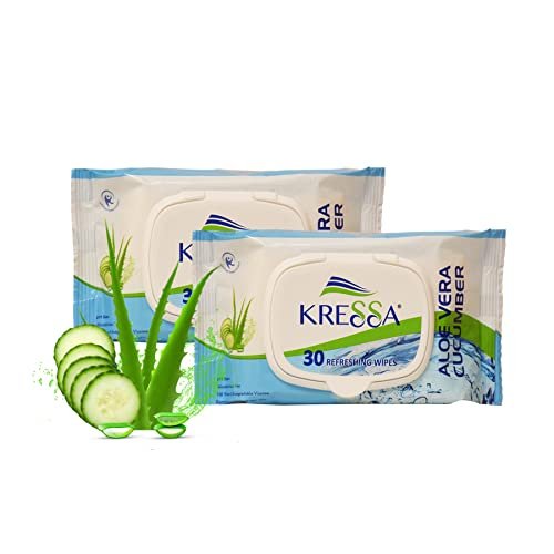 Kressa Refreshing Face Wet Wipes Pack of 2 (Aloevera Cucumber)