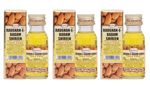 Hamdard RAUGHAN-E-BADAM SHIREEN Sweet Cold Pressed 100% Pure and Natural Almond Oil- 25ml (pack of 3)