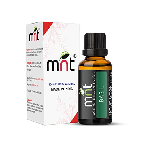 MNT Basil (Tulsi) Essential Oil 100% Pure, Natural & Therapeutic Grade Oil for Hair, Skin, Body Massage & Aromatherapy (15ML)