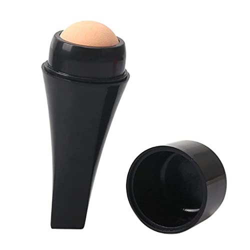 QNEEK Oil-Absorbing Volcanic Stone Face Roller, Reusable Facial Skincare Tool Oil Control Roller for Oily Skin Care, Oil-Absorbing Face Roller with Makeup Sponge to Remove Excess Shine