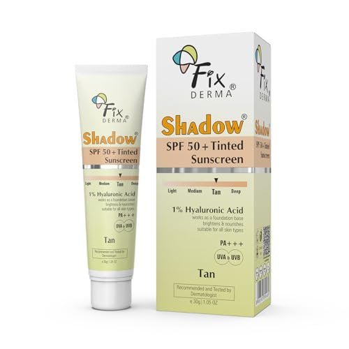Fixderma Shadow Tinted Sunscreen Tan SPF 50 PA+++ | Sunscreen with Vitamin E | UVA & UVB Protection | For All Skin Types – 30gm